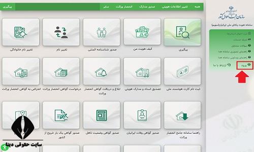 ورود به سامانه نام ثبت احوال با کد ملی